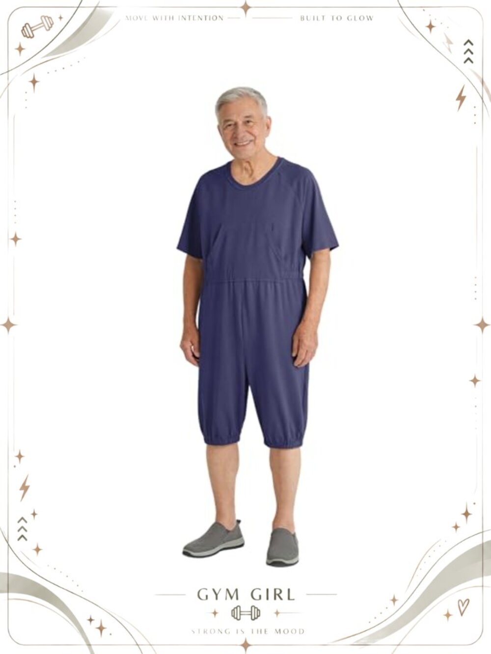Adaptive Men's Anti-Strip Back-Zip Cotton Romper Short Sleeve Special Needs Care
